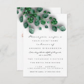 スパークグリッターホワイトローズグリーンベビーシャワー足 招待状 (正面/裏面)