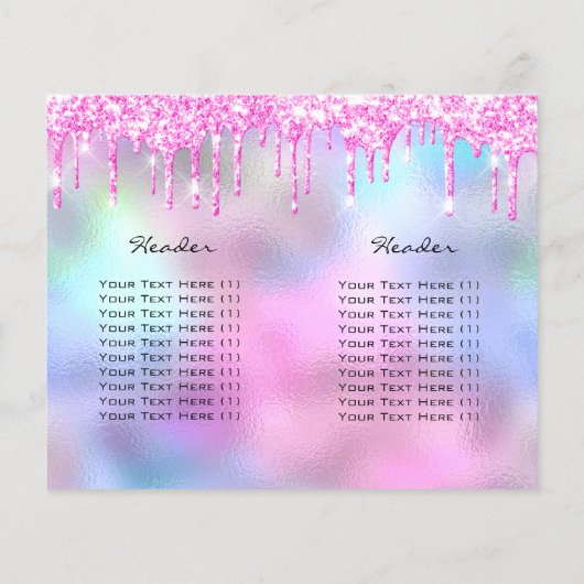 スパークグリッターメイクアップ目のラッシュプライスのリーフレットピンク チラシ (裏面)