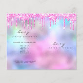 スパークグリッターメイクアップ目のラッシュプライスのリーフレットピンク チラシ (正面)