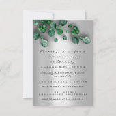 スパークグリッター素朴シルバーグリーンベビーシャワー足 招待状 (正面)