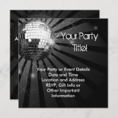 スパークシルバースパークルディスコボールパーティー 招待状 (正面/裏面)