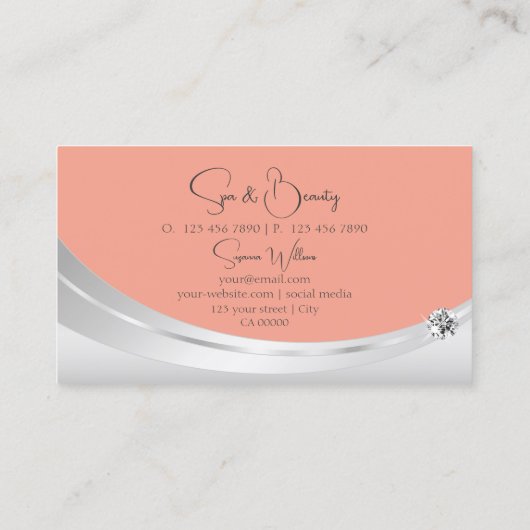 スパークスタイリッシュリーダイヤモンド付きコーラルシルバーデコール 名刺 (裏面)