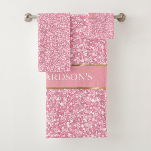 スパークスホワイトおよびピンクグリッター バスタオルセット (インサイチュ)