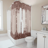 スパークドリップグリッター効果赤面バラコーヒー シャワーカーテン (インサイチュ)