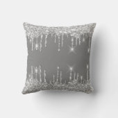 スパークドリップスグリッター効果スモーキーグレーシルバーグレー クッション (裏面)