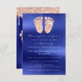 スパークドリップスバラ王室のブルーベビーシャワー足 招待状 (正面/裏面)