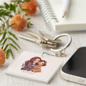 スパークパーソナライズされたリーな母と娘 キーホルダー (正面右)