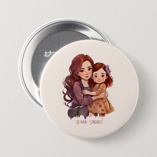 スパークパーソナライズされたリーな母と娘 缶バッジ (正面&裏面)