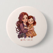 スパークパーソナライズされたリーな母と娘 缶バッジ (正面)