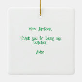 スパークパーソナライズされたリークリスマスペンシル先生ギフト セラミックオーナメント (裏面)