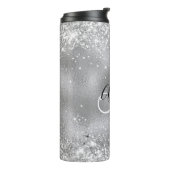 スパークフェイクリーグリッターモノグラム付き銀箔 タンブラー (回転左)
