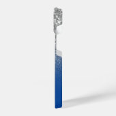 スパークフェイクリーシルバーグリッターと深いブルーグラデーション iPhoneケース (左側面)