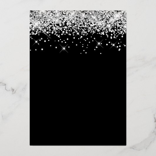 スパークフェイクリーシルバーグリッターブラック30歳の誕生日 箔招待状 (裏面)