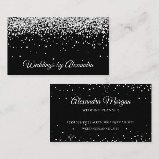 スパークフェイクリーシルバーグリッターブラック 名刺 (正面/裏面)