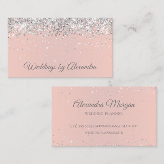スパークフェイクリーシルバーグリッター赤面 名刺 (正面/裏面)