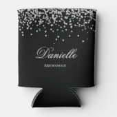 スパークフェイクリーダイヤモンドブラックとホワイトパーソナライズされた 缶クーラー (正面)