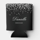 スパークフェイクリーダイヤモンドブラックとホワイトパーソナライズされた 缶クーラー (裏面)