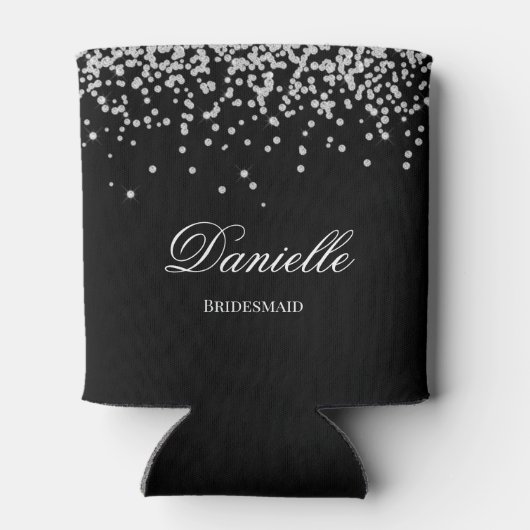 スパークフェイクリーダイヤモンドブラックとホワイトパーソナライズされた 缶クーラー (裏面)