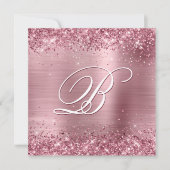 スパークフェイクリーピンクグリッターとブラシ付きホイル 招待状 (正面)