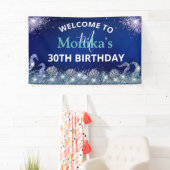 スパークフェイクリーマーメイドグリッターブルー海モノグラム 横断幕 (インサイチュ)