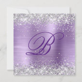 スパークフェイクリー銀グリッター紫ブラシ付き箔 招待状 (正面)