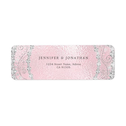 スパークモダンリーエレガントダイヤモンドシックなピンク ラベル (正面)