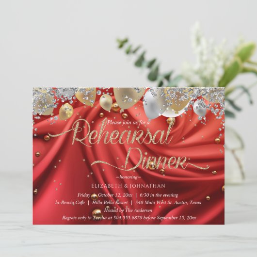 スパークモダンリー王室のレッドリハミニマルーサルディナー 招待状 (スタンド正面)