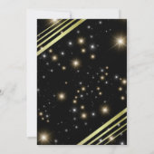 スパークモダンリー金ゴールドとブラック誕生日パーティー 招待状 (裏面)