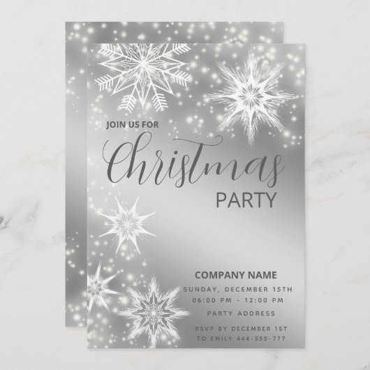 スパークモダンル雪のクリスマ企業のス 招待状 (正面/裏面)