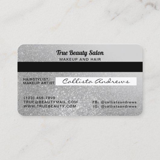 スパークユニークリーグレーシルバーグリッタークレジットカード 名刺 (裏面)