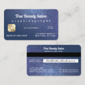 スパークユニークリーネイビーブルーグリッタークレジットカード 名刺 (正面/裏面)