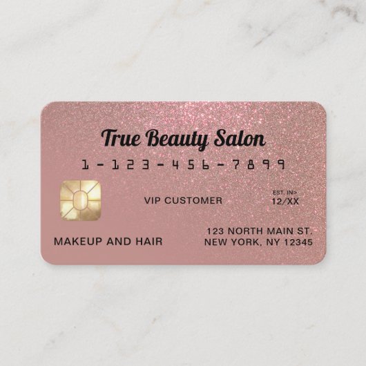 スパークユニークリーバラ金ゴールドグリッタークレジットカード 名刺 (正面)