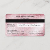 スパークユニークリーピンクグリッタークレジットカードヘア 名刺 (裏面)