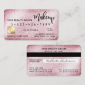 スパークユニークリーピンクグリッタークレジットカードメイクアップ 名刺 (正面/裏面)
