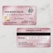 スパークユニークリーピンクグリッタークレジットカードロゴ 名刺 (正面/裏面)