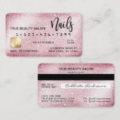 スパークユニークリーピンクグリッタークレジットカード爪、 ネイル技術 名刺 (正面/裏面)