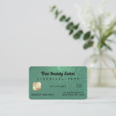 スパークユニークリーマーメイドティール(緑がかった色)グリッタークレジットカード 名刺 (スタンド正面)