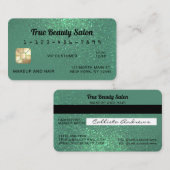 スパークユニークリーマーメイドティール(緑がかった色)グリッタークレジットカード 名刺 (正面/裏面)