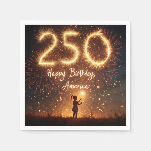 スパークラーズと共にアメリカ250誕生日 スタンダードカクテルナプキン (正面)