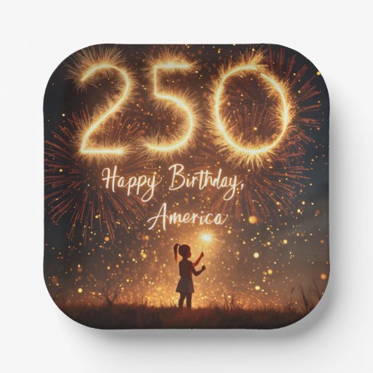 スパークラーズと共にアメリカ250誕生日 ペーパープレート (正面)