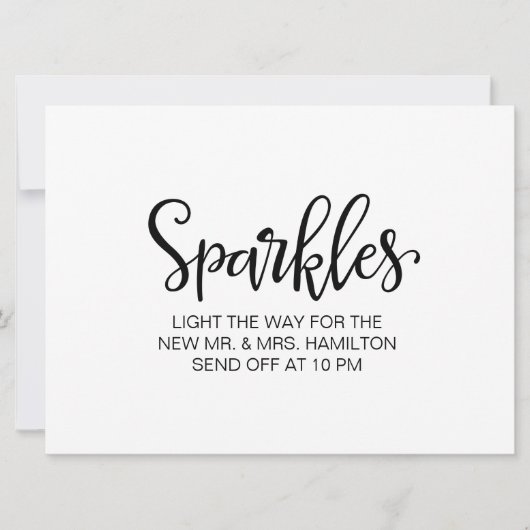 スパークラー送りサイン | シンプルなカリグラフィー 招待状 (正面)