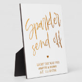 スパークラー送信オフ標識金ゴールド卓上プラーク フォトプラーク (側面)