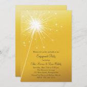 スパークラー金ゴールド婚約招待状 招待状 (正面/裏面)
