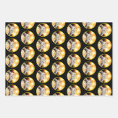 スパークラー·カップケーキを持つ猫 ラッピングペーパーシート (正面2)