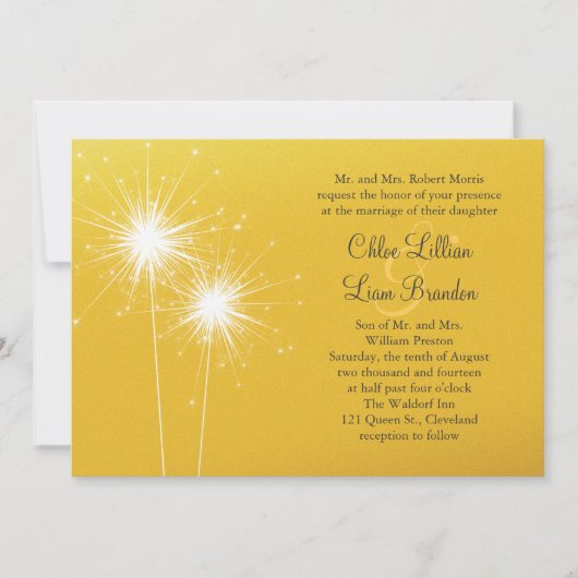 スパークラー ゴールド ウェディング 招待状 (正面)