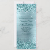 スパークリアクアティール（緑がかった色）グリッターブルーフォイル50誕生日 招待状 (正面)