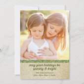 スパークリイングリーン&金ゴールドグリッターホリデーフォトカード シーズンカード (正面)