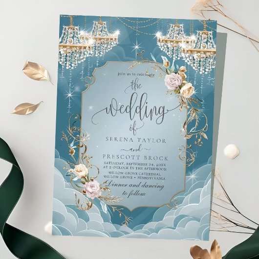 スパークリシャンデリアフローララフ結婚ィッシュ 招待状