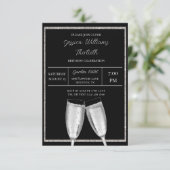 スパークリシルバーグリッターシャンパン誕生日 招待状 (スタンド正面)