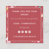 スパークリスクリスマスサンキュークリスマスフェスティバルレッドクリスマスツリー スクエア名刺 (裏面)